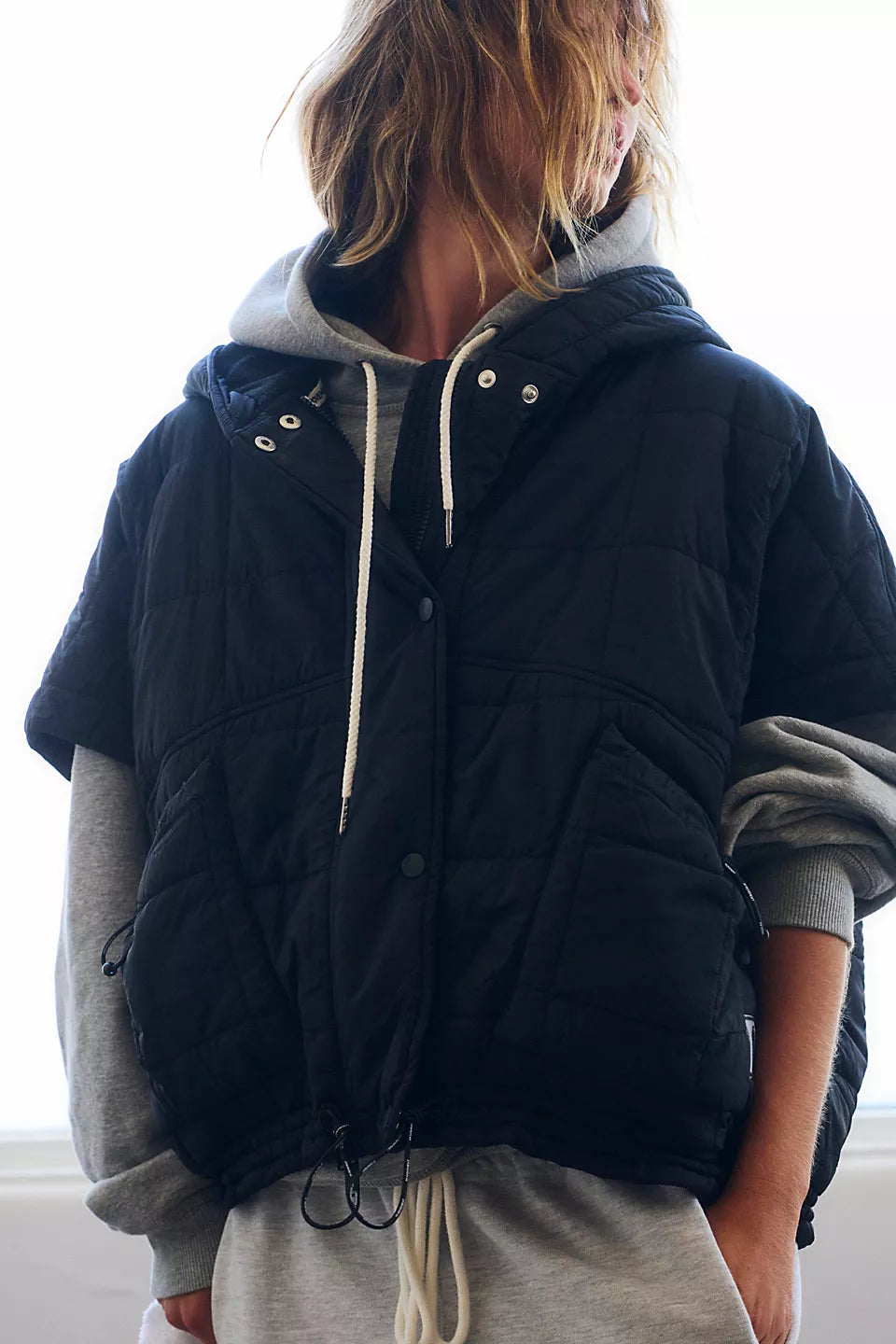Free People Happy Trails Poncho in Black