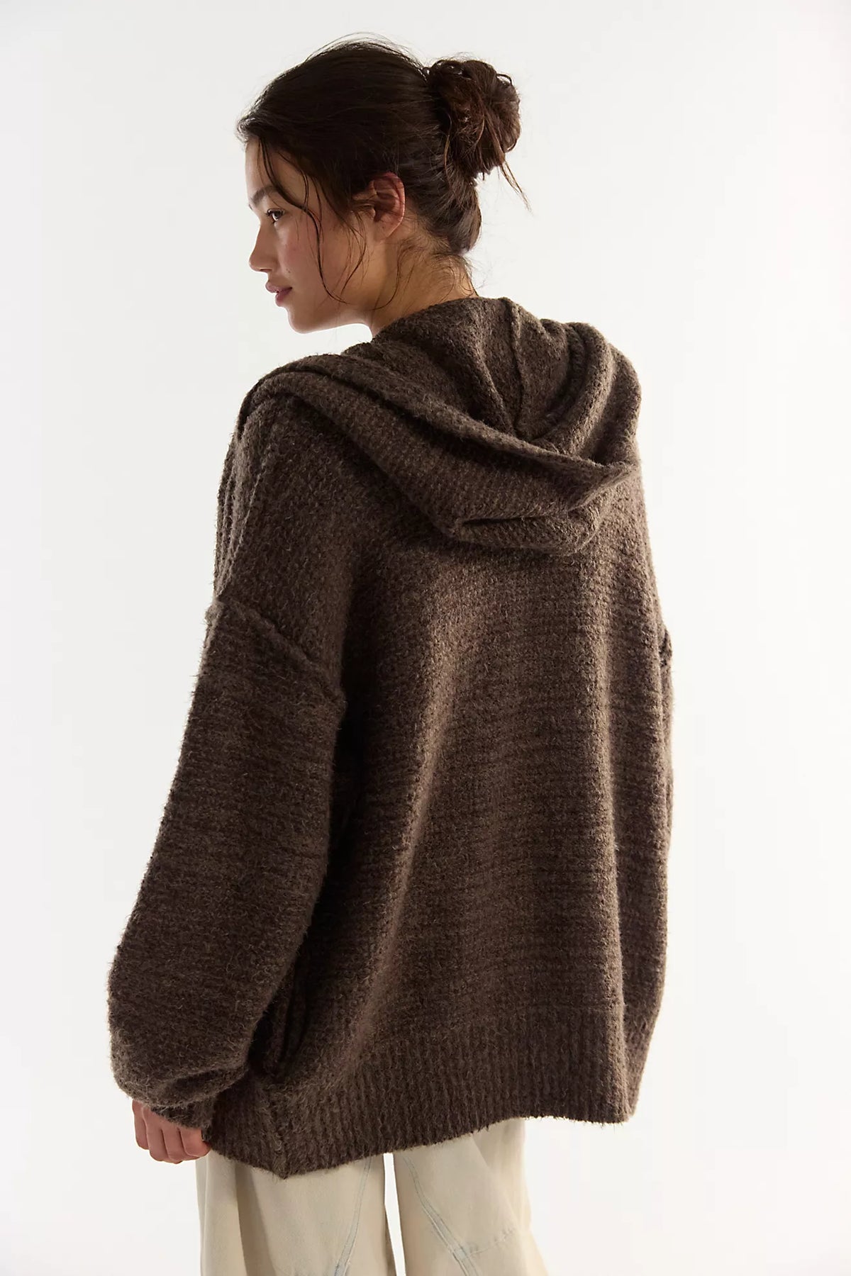 Free People Thistle Hooded Cardigan in Fudge Combo