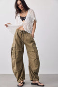 Free People Reef Curved Cargo Twill Pants in Aloe