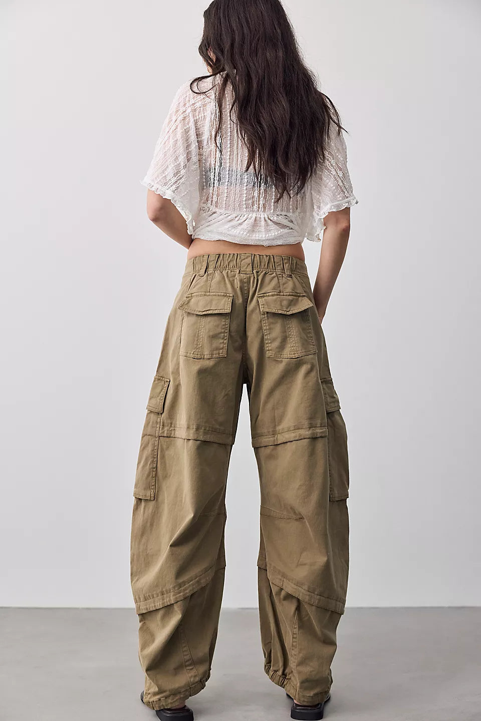 Free People Reef Curved Cargo Twill Pants in Aloe