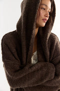 Free People Thistle Hooded Cardigan in Fudge Combo