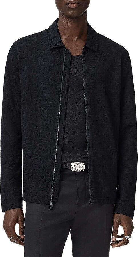 John Varvatos Kassen LS Jacquared Shirt w Zip Front - Navy
