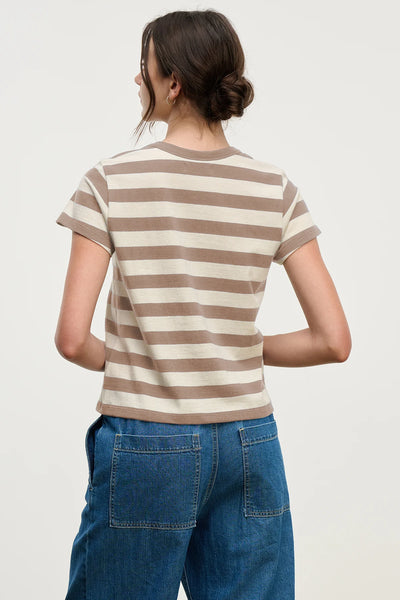 Velvet Anais Short Sleeve tee in Mocha Stripe