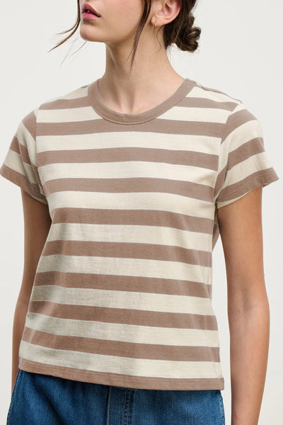 Velvet Anais Short Sleeve tee in Mocha Stripe