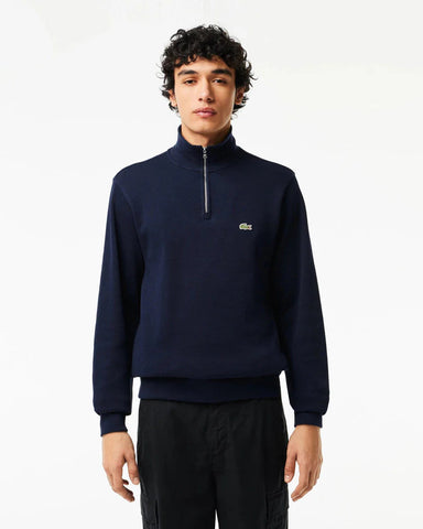 Lacoste Half-Zip Cotton Sweatshirt - Navy Blue