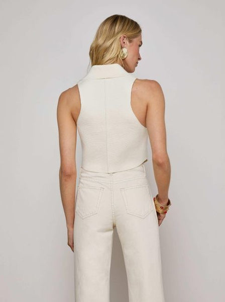 L’AGENCE Zadie Knit Vest in Ivory/Gold