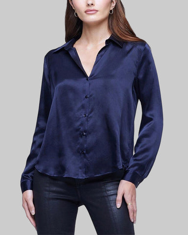 L'AGENCE Tyler L/S Blouse in Midnight