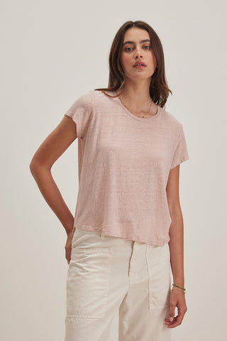 Velvet Casey Linen Short Sleeve Knit Tee in Tutu