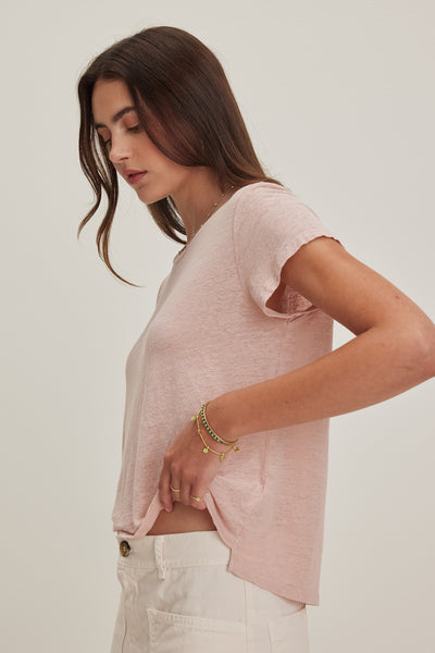 Velvet Casey Linen Short Sleeve Knit Tee in Tutu