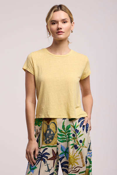 Velvet Casey Linen Short Sleeve Knit Tee in Sun