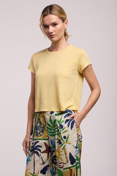 Velvet Casey Linen Short Sleeve Knit Tee in Sun
