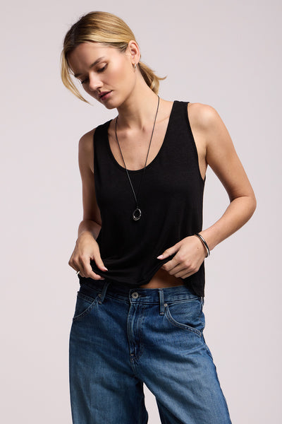 Velvet Kylie Linen Knit Top in Black