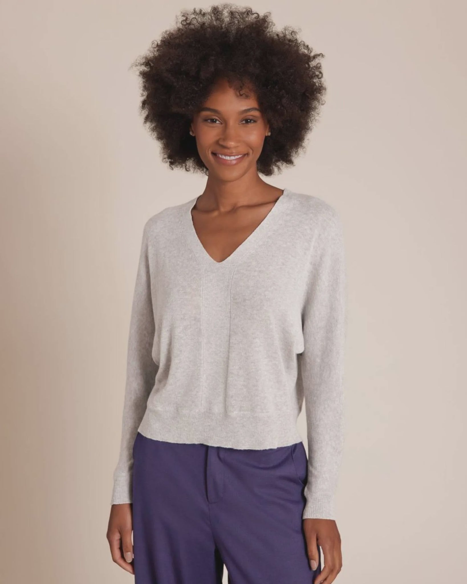 Alashan Meilia V-neck Dolman Pullover in silver lining