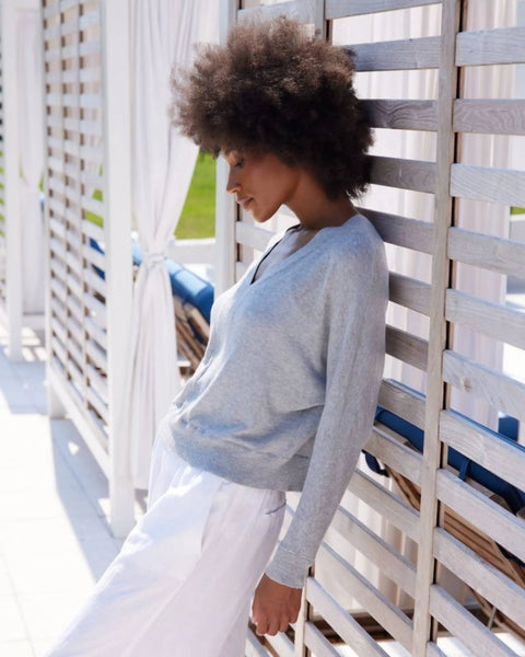 Alashan Meilia V-neck Dolman Pullover in silver lining