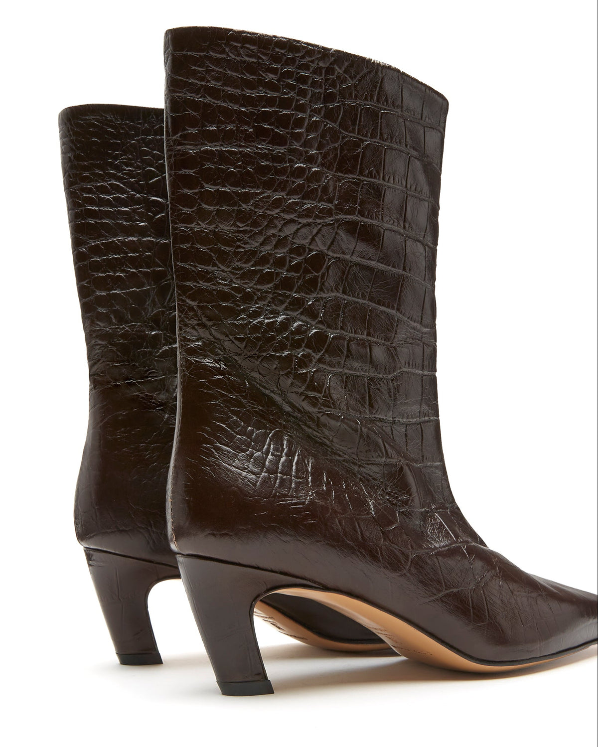 Sister Soeur Logan Croc Embossed Leather Boot in Cocoa