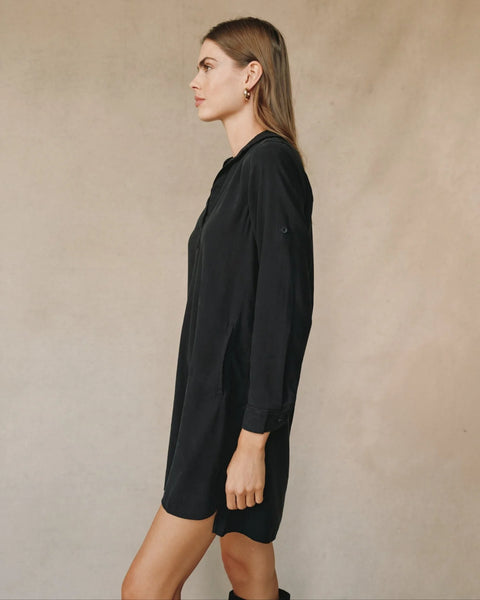 bella dahl long sleeve a-line shirt dress vintage black
