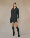 bella dahl long sleeve a-line shirt dress vintage black