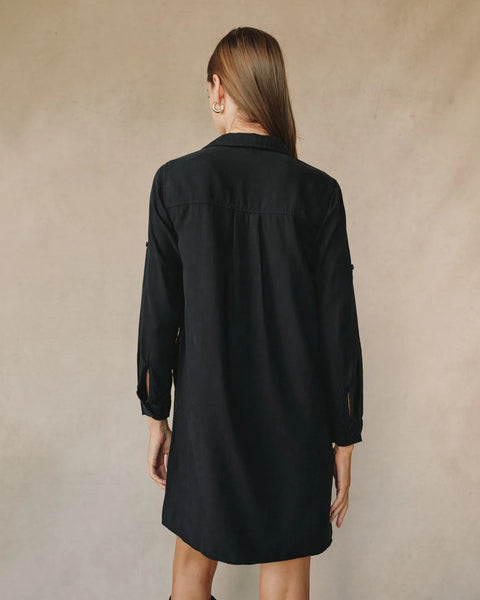 bella dahl long sleeve a-line shirt dress vintage black
