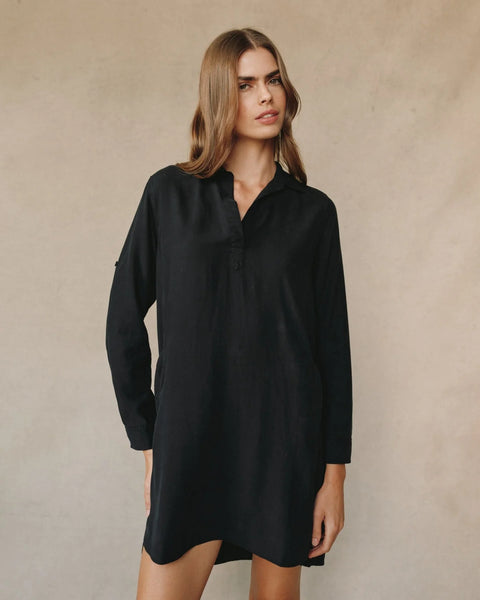 bella dahl long sleeve a-line shirt dress vintage black