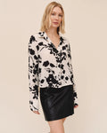 Bella Dahl Long Sleeve Button Up Shirt with Wide Cuff in Ivory Floral