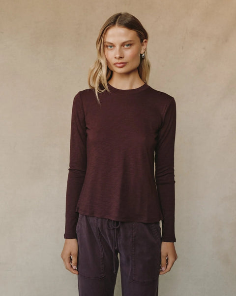 Bella Dahl Long Sleeve Crew Neck Tee - Pinot Noir