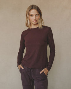 Bella Dahl Long Sleeve Crew Neck Tee - Pinot Noir