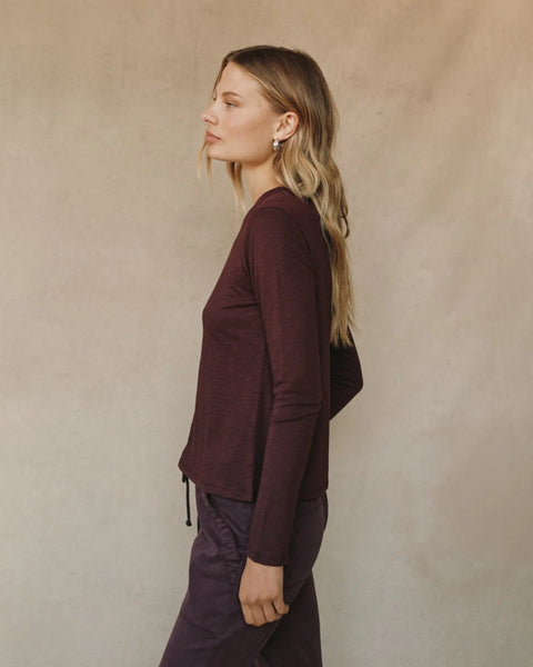 Bella Dahl Long Sleeve Crew Neck Tee - Pinot Noir