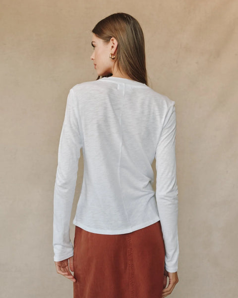 Bella Dahl Long Sleeve Crew Neck Tee - White
