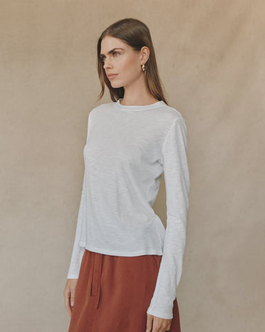 Bella Dahl Long Sleeve Crew Neck Tee - White