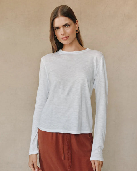 Bella Dahl Long Sleeve Crew Neck Tee - White