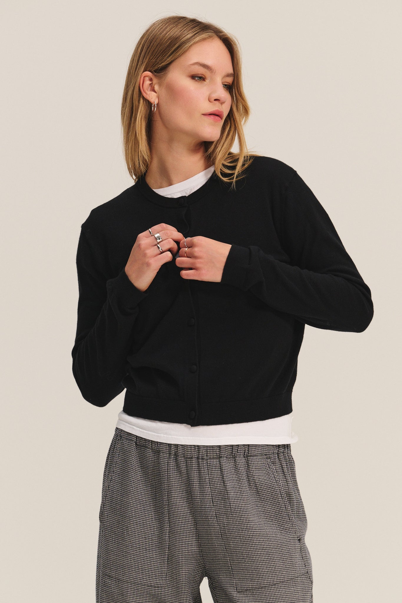 Velvet Angelica Cotton Cashmere Cardigan in Black