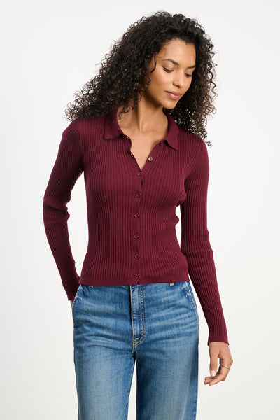 Velvet Nikki Lux Cotton Cashmere Sweater in Syrah