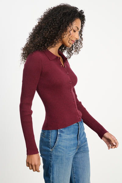 Velvet Nikki Lux Cotton Cashmere Sweater in Syrah