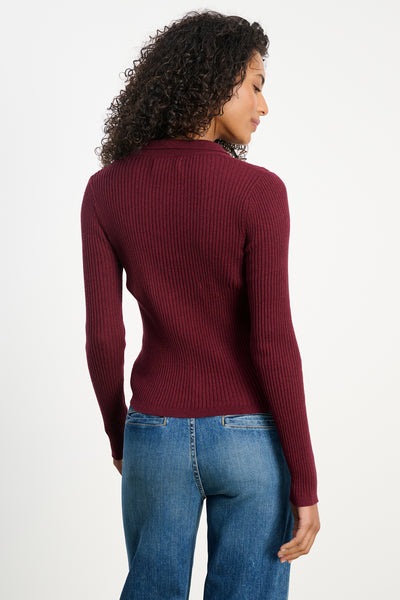 Velvet Nikki Lux Cotton Cashmere Sweater in Syrah