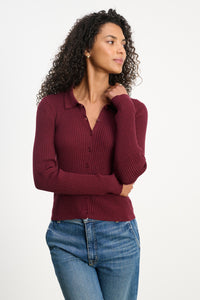 Velvet Nikki Lux Cotton Cashmere Sweater in Syrah