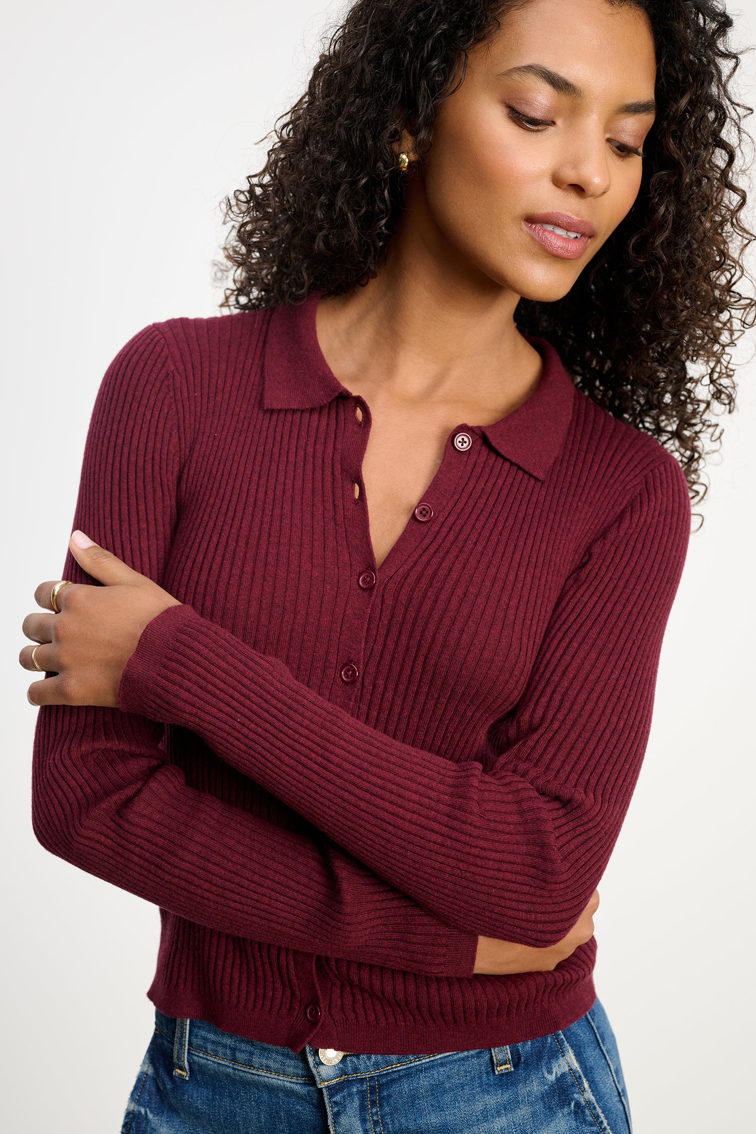 Velvet Nikki Lux Cotton Cashmere Sweater in Syrah