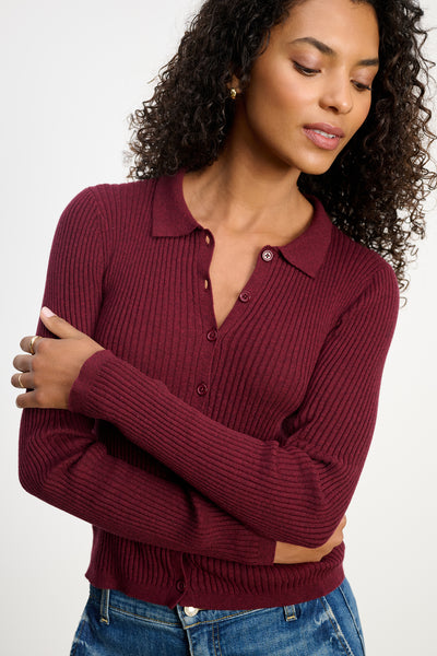 Velvet Nikki Lux Cotton Cashmere Sweater in Syrah