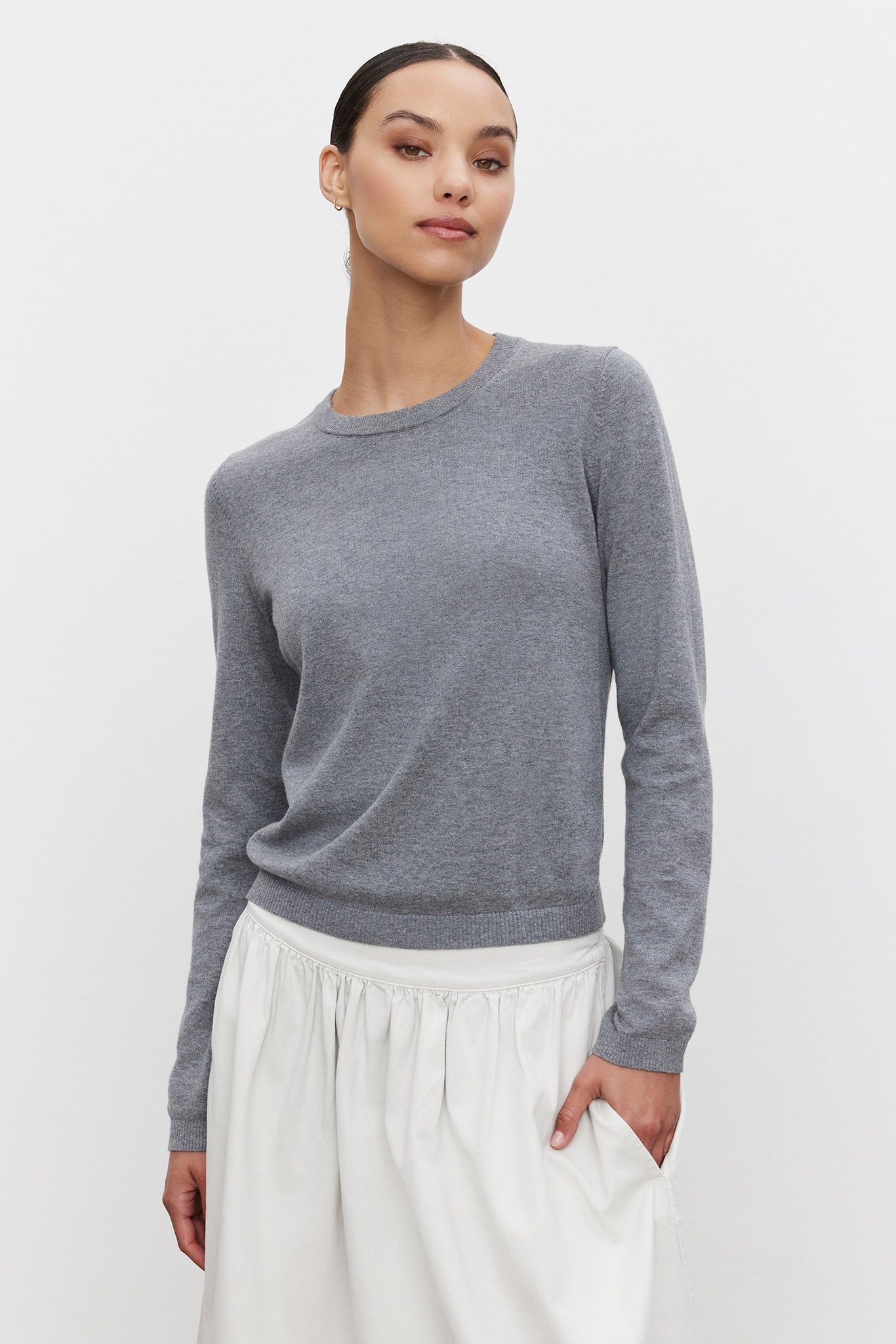 Velvet Roxy Lux Cotton Cashmere L/S Top Heather Grey