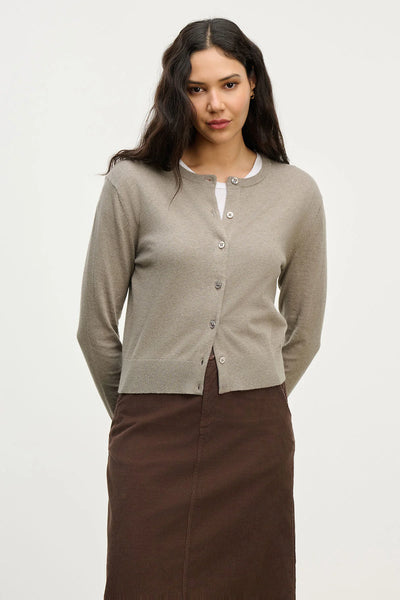 Velvet Violette Lux Cotton Cashmere Cardigan in Slate