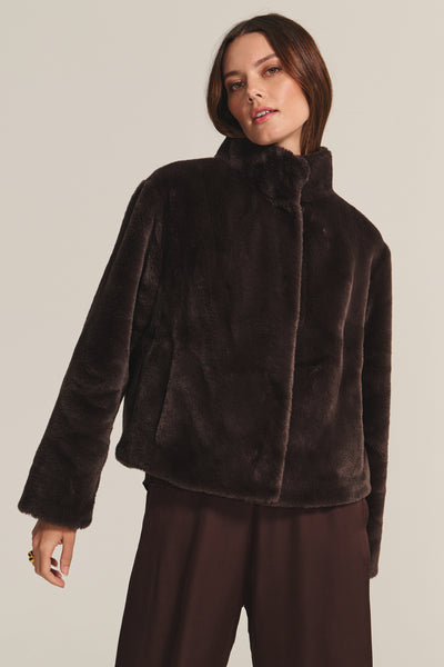 Velvet Sheena Lux Fur Jacket in Espresso