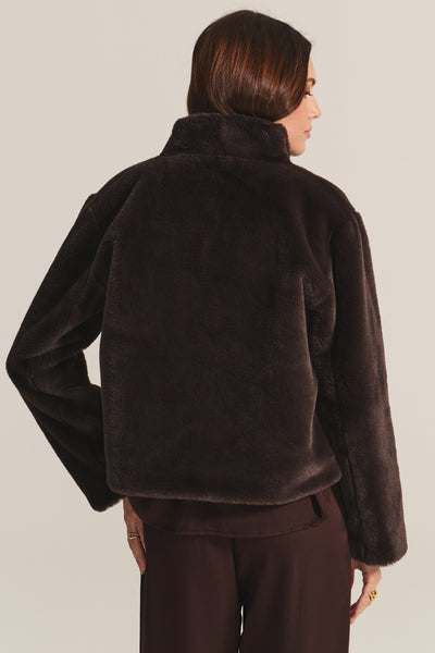Velvet Sheena Lux Fur Jacket in Espresso