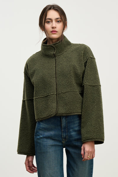 Velvet Kelly Lux Sherpa Reversible Jacket in Army