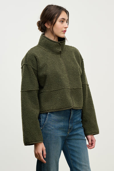 Velvet Kelly Lux Sherpa Reversible Jacket in Army