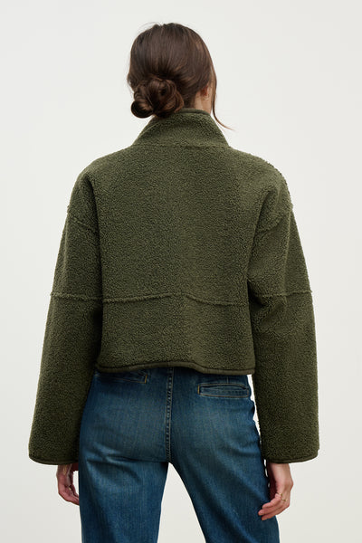 Velvet Kelly Lux Sherpa Reversible Jacket in Army