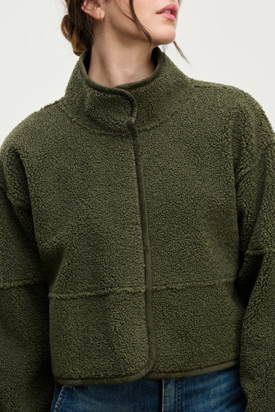 Velvet Kelly Lux Sherpa Reversible Jacket in Army