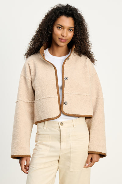 Velvet Kelly Lux Sherpa Reversible Jacket in Tobacco
