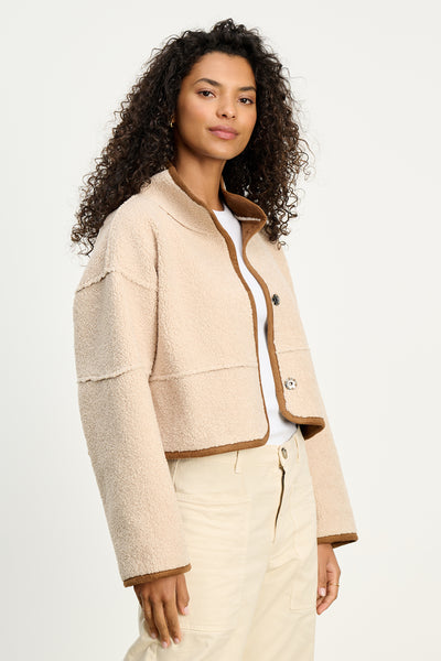 Velvet Kelly Lux Sherpa Reversible Jacket in Tobacco