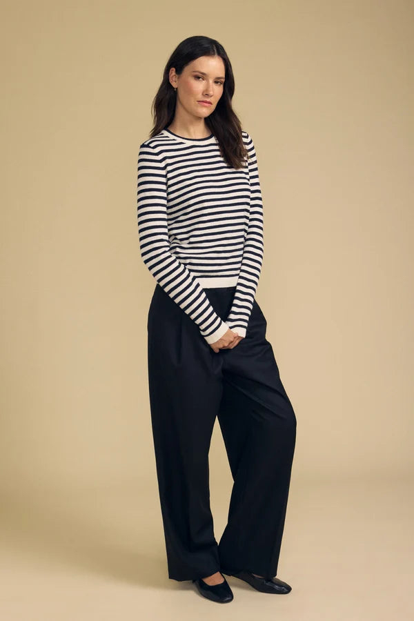 Velvet Roxy Lux Cotton Cashmere Top in Navy Stripe