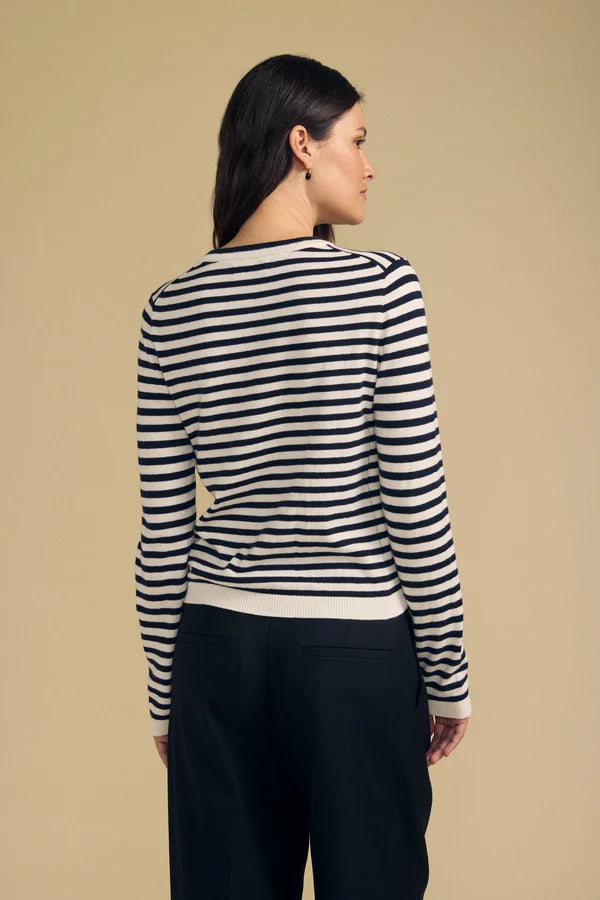 Velvet Roxy Lux Cotton Cashmere Top in Navy Stripe