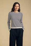 Velvet Roxy Lux Cotton Cashmere Top in Navy Stripe